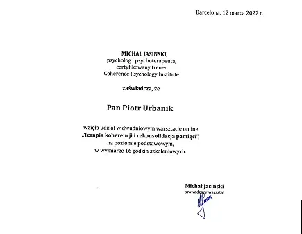 2-dniowy warsztat online — Terapia koherencji i rekonsolidacja pamięci